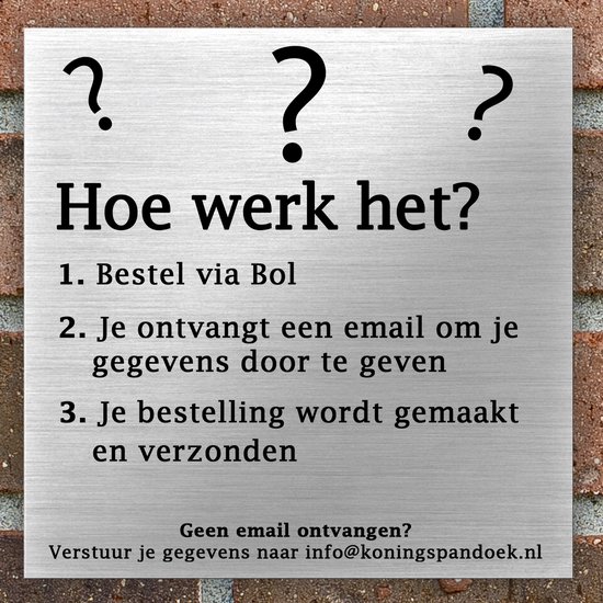 Plaque signalétique porte d'entrée Maison - Panneau - Nom et numéro de maison - 15 x 15 cm - Aluminium brossé - Numéro uniquement - Incl. Kit de montage + entretoises inox