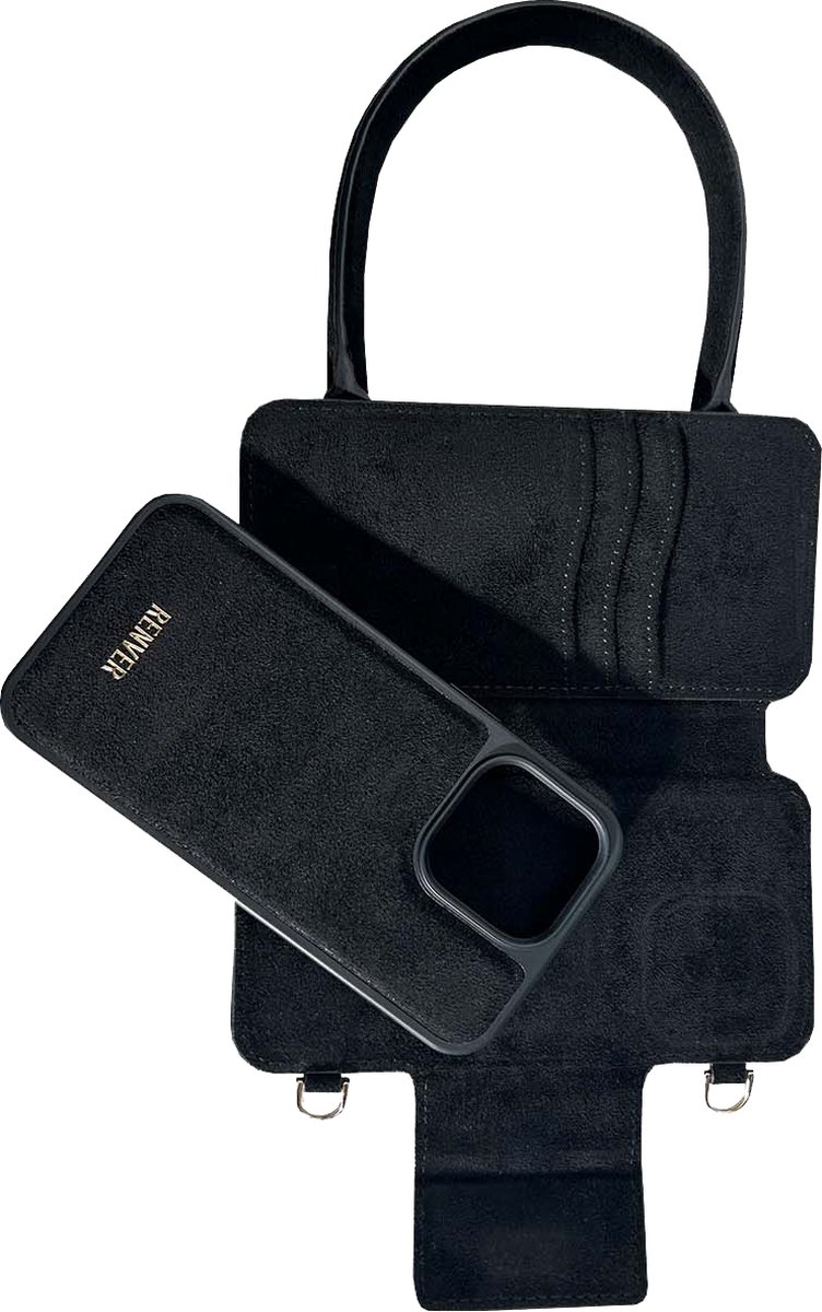 RENVER Izzy dames Iphone 14 Telefoonhoesje met tas - zwart