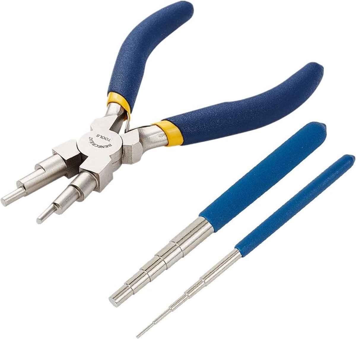 Wire looping tool, 2 stuks draad looping doorn en 1 stuk 6-in-1 bail making-tang voor het omwikkelen van sieradendraad en het vormen van buigringen