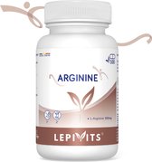 Arginine 500 | 100 plantaardige capsules | Draagt bij tot een goede arteriële elasticiteit en bevordert de cellulaire energieproductie - ATP | Made in Belgium | LEPIVITS
