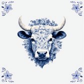 Delfts blauw tegeltje koe design