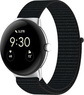 Strap-it Zacht nylon bandje - geschikt voor Google Pixel Watch 1/2 - nylon band met klittenbandsluiting voor Pixel Watch (zwart)