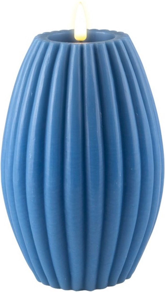 Deluxe Homeart LED Kaars Blue Stripe 10 x 15 cm Blauw