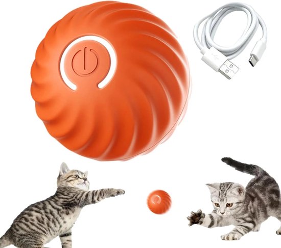 Smart katten Bal-Petgravity-Elektrische Balletje-Oranje-Dieren-Speelgoed-Interactieve Zelfrollende Bal-Katten - Smart-Bal-Cadeau-katten-Usb Oplaadbaar-Automatische Bal-USB C
