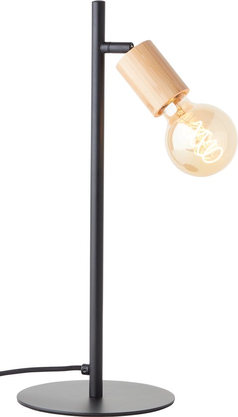 Brilliant lamp Tiffany tafellamp 45cm mat zwart/naturel metaal/zwart glas 1x A60, E27, 28 W