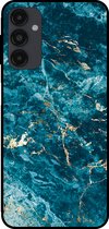 Smartphonica Coque de téléphone pour Samsung Galaxy A14 avec impression marbrée - Coque arrière en TPU design marbre - Blauw / Back Cover adaptée pour Samsung Galaxy A14
