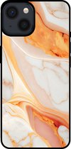 Smartphonica Telefoonhoesje voor iPhone 14 met marmer opdruk - TPU backcover case marble design - Oranje / Back Cover geschikt voor Apple iPhone 14