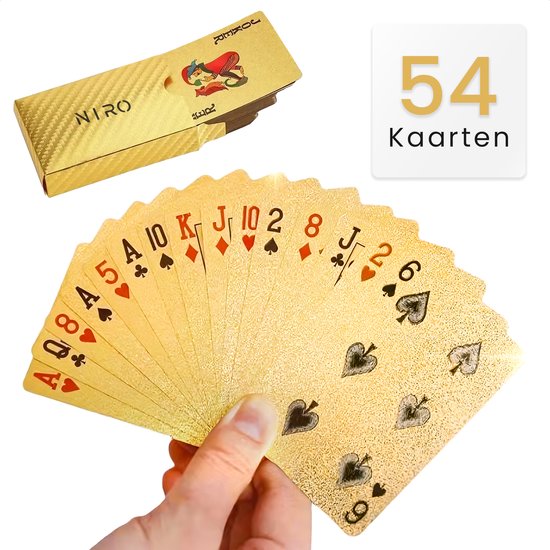 Sunnytree Gouden Speelkaarten - Pokerkaarten - Waterdicht - Drankspel - Cadeau - Kaartspel