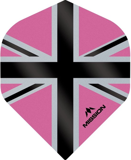 Mission Alliance-X Union Jack No.6 Dart Flights - 100 micron - Roze/Zwart van Mission — afbeelding 2