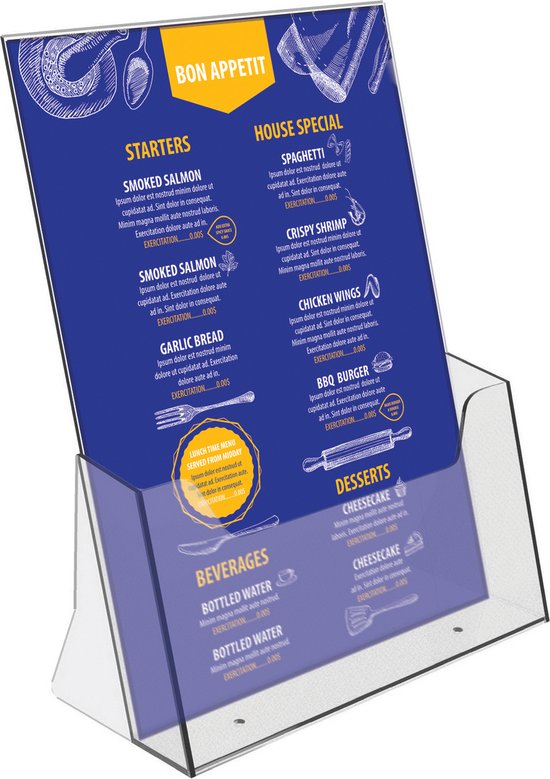 Europel Folderbakje – Flyers – A4 – 21 x 29,7 cm – Glasheldere presentatie – Beurzen en kantoren