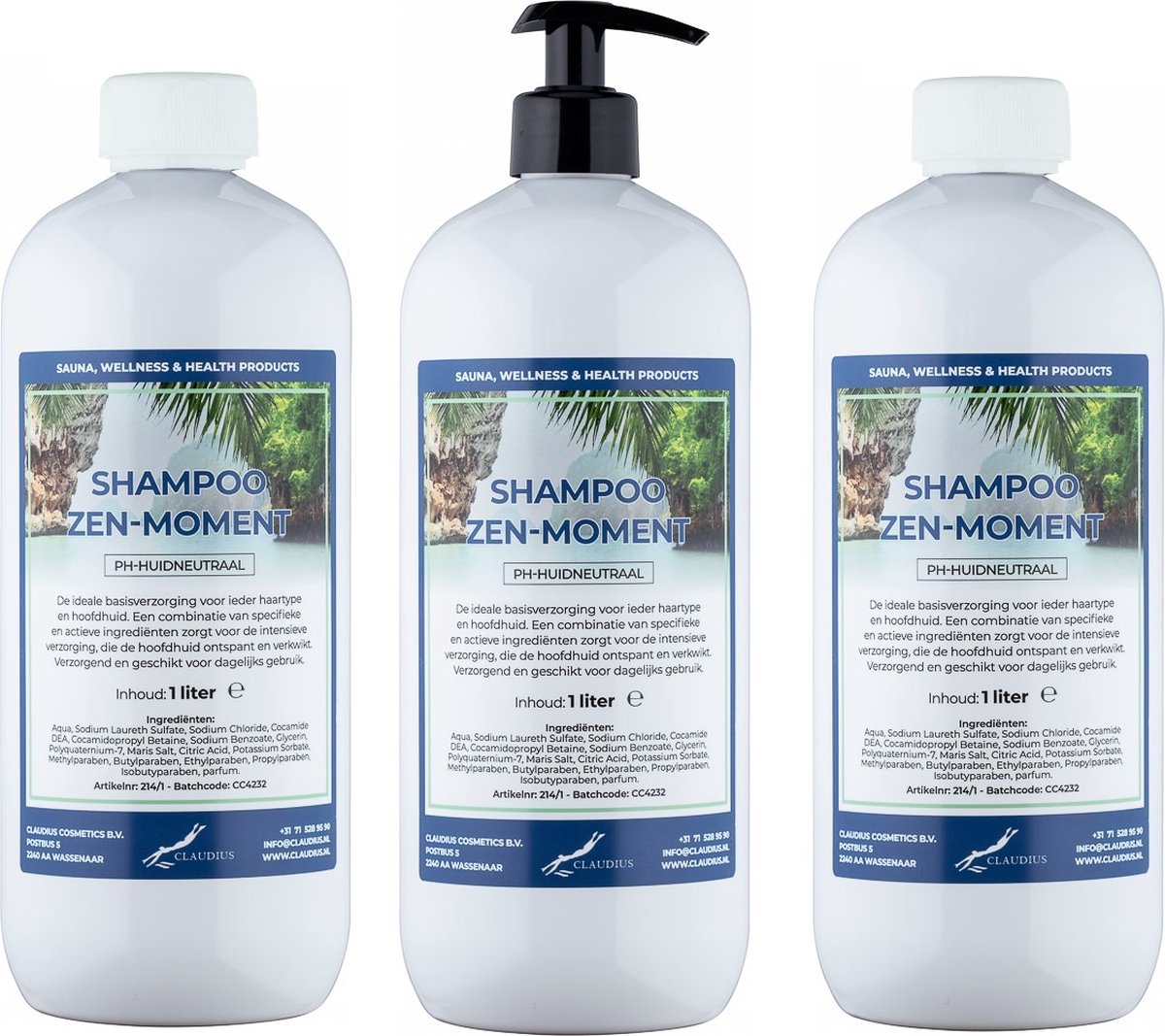 Shampoo Zen moment - 1 Liter - set van 3 stuks - Gratis pomp