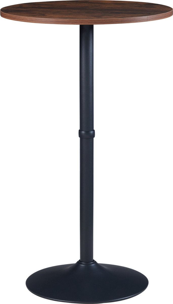 Bartafel Vantaa rond 100xØ60 cm zwart en walnootkleurig [en.casa]