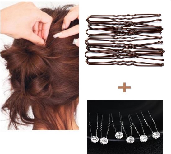 12 STUKS HAARPINNEN Bloem met U pins bruin - Youhomy accessoires Bruid Haarpinnen U-vormige- Bruidsmeisje haaraccessoires zilver Parel | Bruid | Feest Gelegenheid
