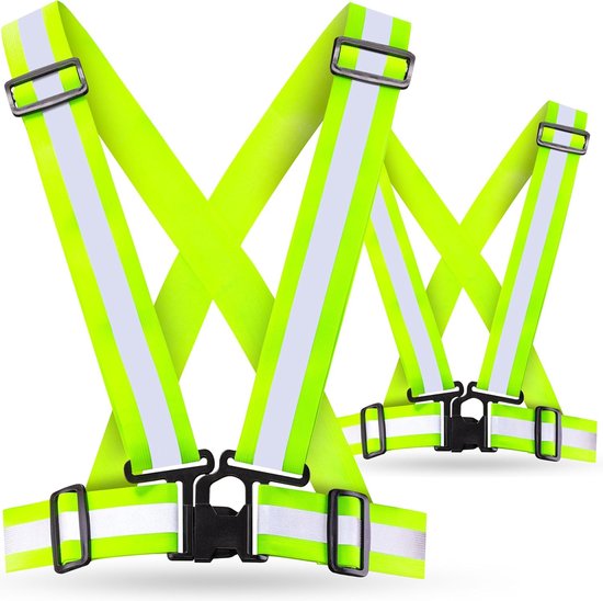 RUNQIN Gilet Réfléchissant Running, Gilet Sécurité Réglable pour Femme et Homme, Gilet Jaune Vélo Haute Visibilité Respirant, Vêtements Réflecteurs Fluorescent,Veste Fluo pour Jogging Marche Cyclisme