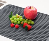 2 Pack Siliconen Afdruiprek Mat 16 "× 12" (40 cm × 30 cm) Keuken Schotel Drogen Hittebestendige Mat Opvouwbare Gootsteen Antislip Keuken Afvoerplank Grijze Matten voor Keuken Teller