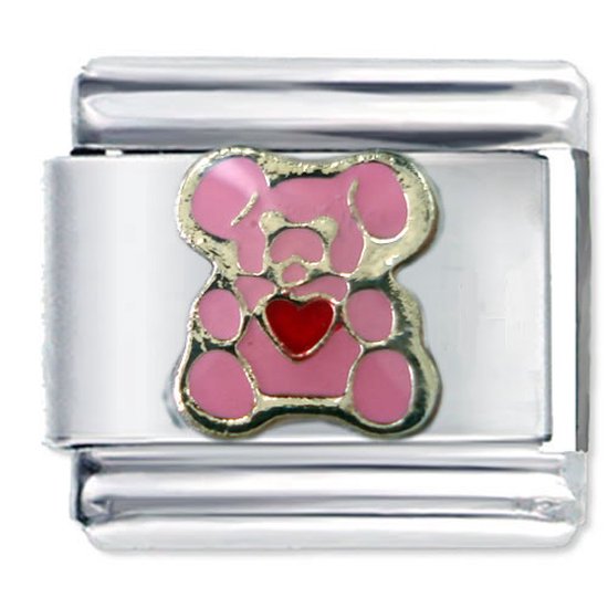 Quiges - Schakel - Bedel - 9mm - charms - Roze Olifant - Geschikt voor - Nomination- armband - Schakelarmband - italy bedels armband