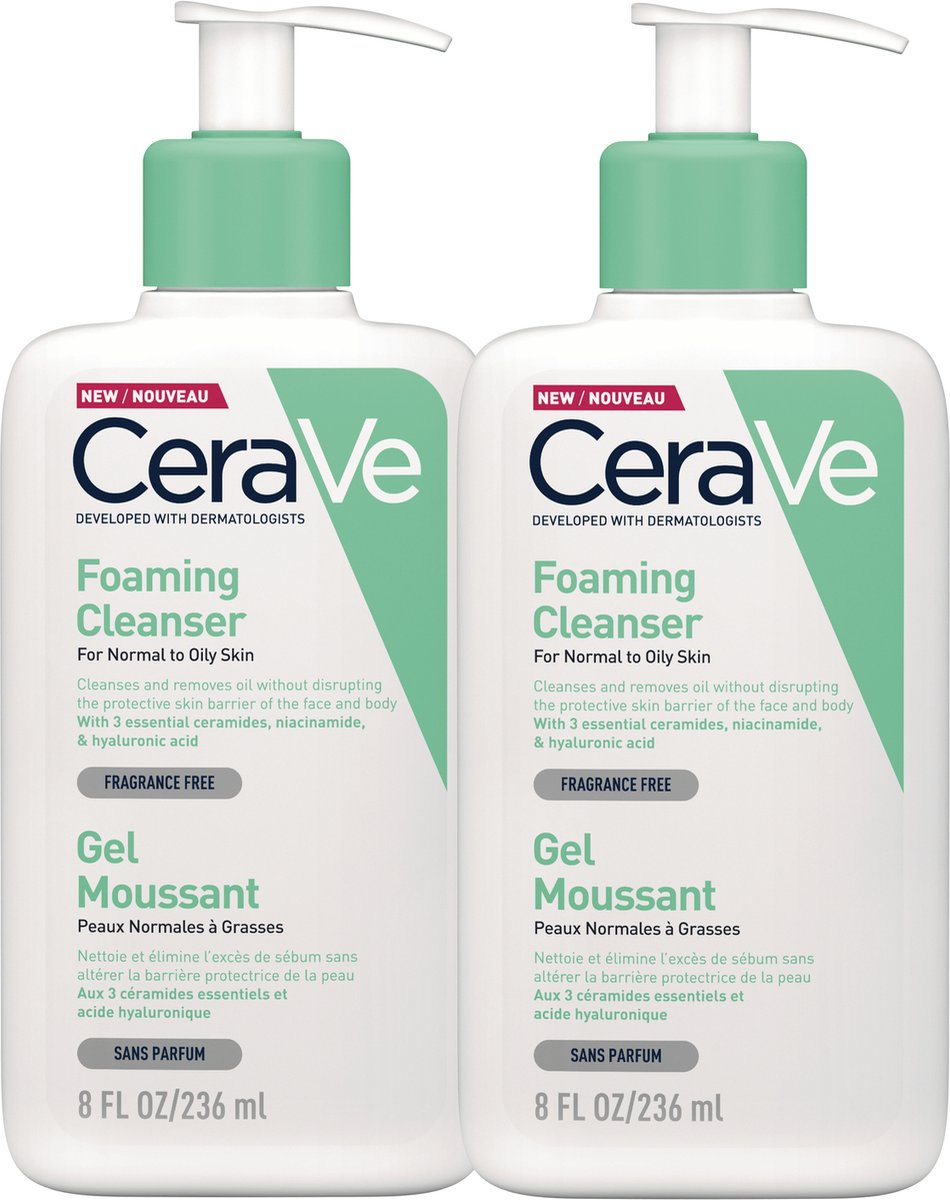 2x CeraVe Schuimende Reinigingsgel - voor normale tot vette huid - 236ml