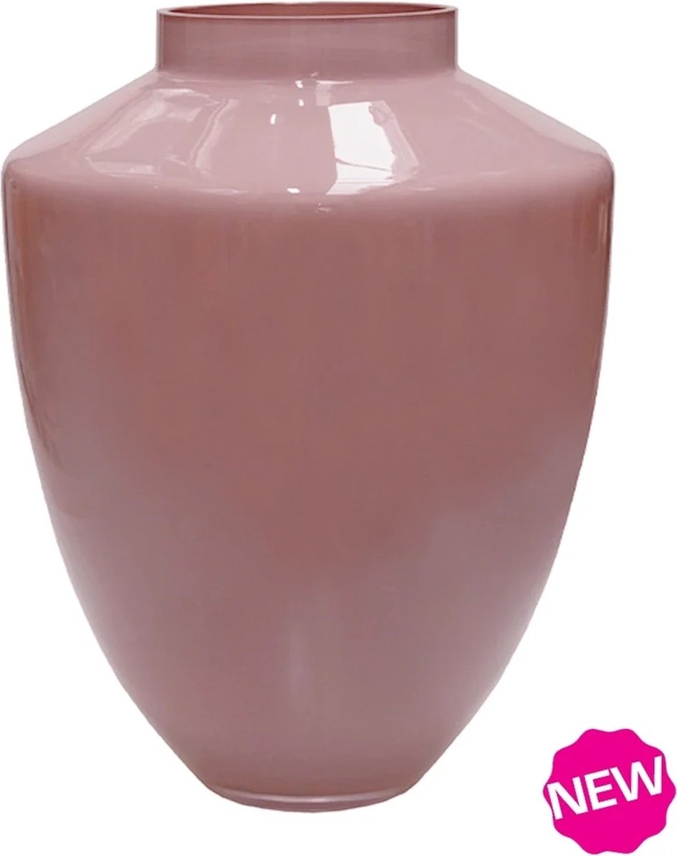 Vase The World Vaas Tugela | Medium | Pastel Pink - Pastel Roze - Oud Rose | Mond geblazen glas | Ø28 x H36 cm