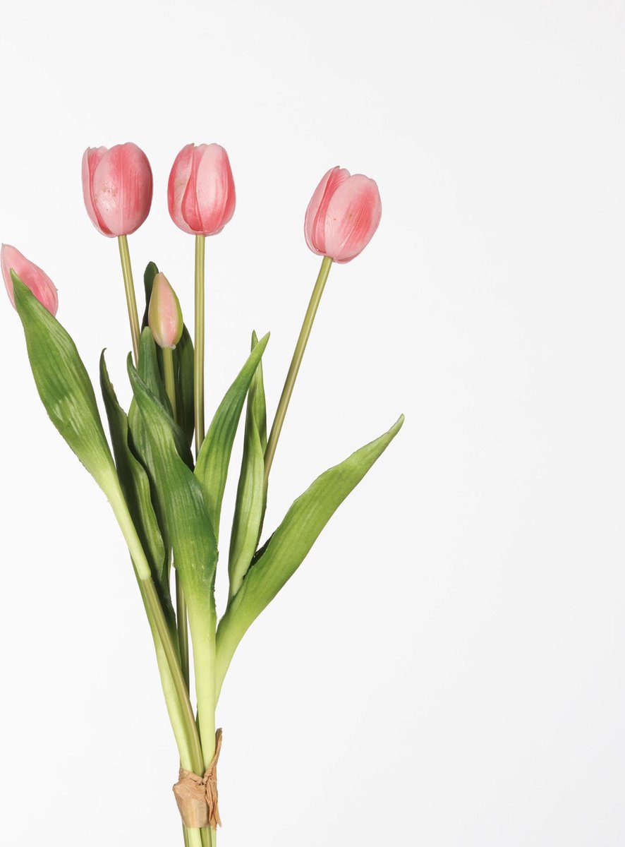 KNUS Lifestyle Kunstbloem Tulp - Fuchsia Roze - Real touch tulpen - 47 cm - Boeket - Kunstbloemen - Kunst bloem - Sally tulp - Fuchsia Roze - Interieur - Sfeer - Voorjaar - Pasen - Paasdecoratie - Bloemen - Moederdag - Oma - Decoratief - Deco - Decoratie