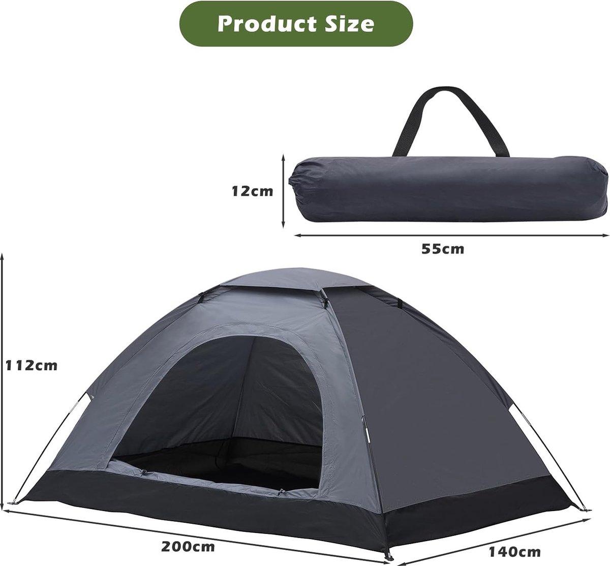 Wakeman Tente De Camping Pour 4 Personnes Avec Rainfly Et Sac De Transport Wkem1376