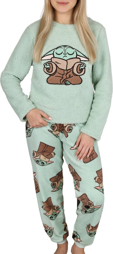 Star Wars Baby Yoda Dames Pyjama, Warme Sherpa Pyjama