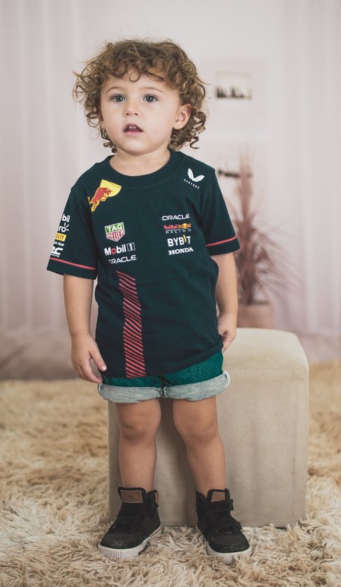 Chemise Formule 1 Red Bull Racing pour enfants | Marine | 100% coton | Verstappen 1 | Fans de F1 | Cadeau F1 idéal | Taille 116 | 6 ans | 6T