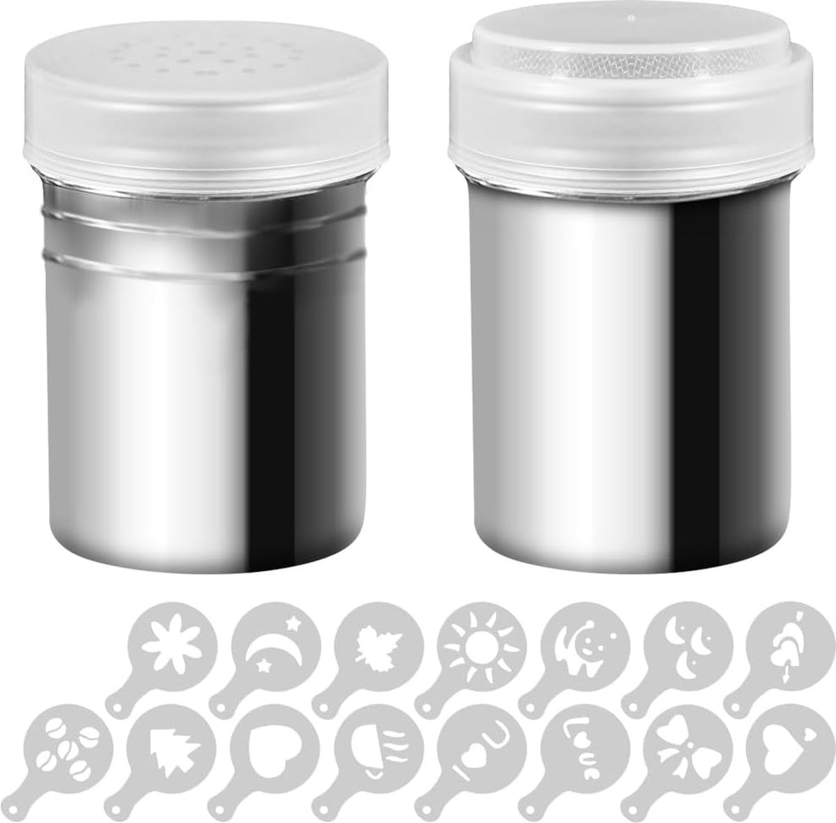 Shaker à Poudre En Inox — Pour Sucre, Cacao, Café, épices — Couvercle à Maille Fine, 2,8 X 3,5 Pouces