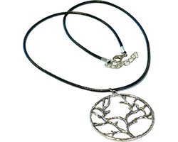 Wellness-House | Veterketting Wild Tree | Tree Of Life Ketting | Levensboom Ketting | Immitatieleer | Kettinglengte 45+5 CM | Unisex | Bescherming | Kracht | Zen Sieraad