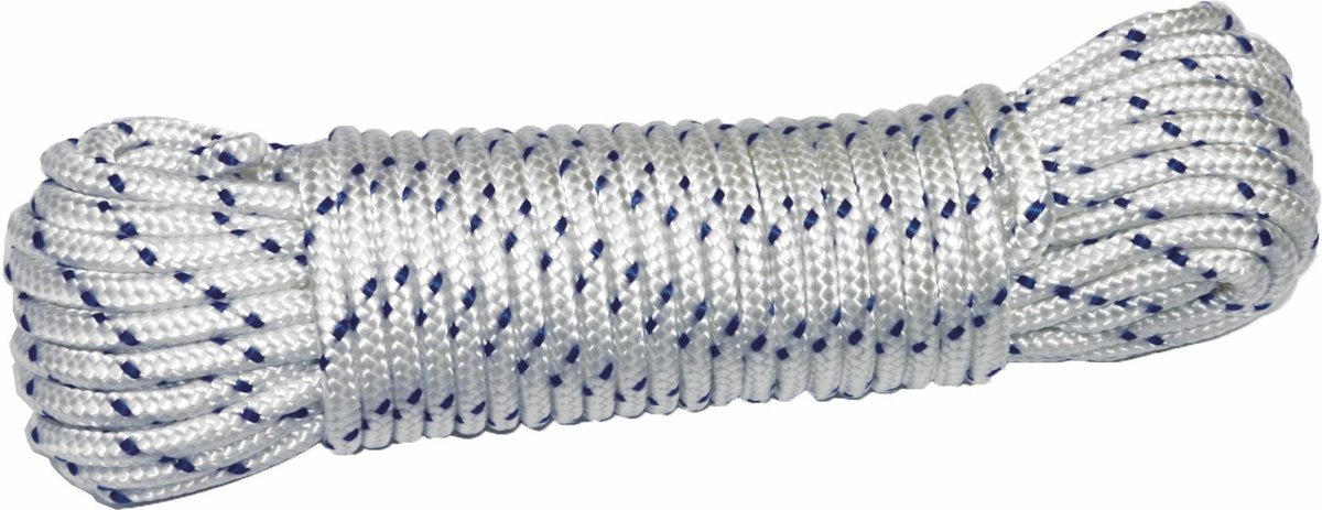 AMIG paracord touw - 20 meter - D6mm - 400kg - nylon/polyester - wit/blauw