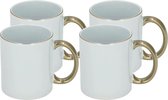 Koffiemok - 4x - wit/goud - keramiek - 300 ml