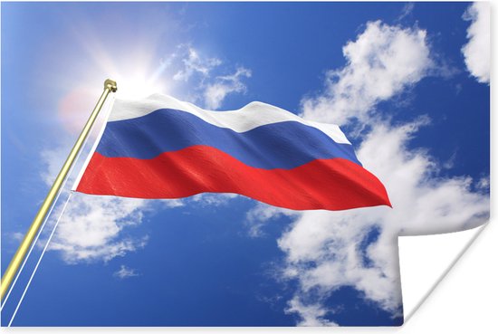 Poster De vlag van Rusland wappert in de lucht - 60x40 cm