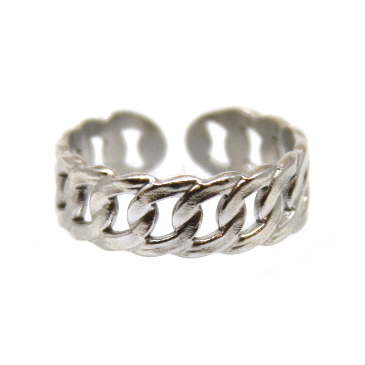 Ring van Zilverkleurig stainless steel, Gevlochten ringen, 18 mm, Verstelbaar