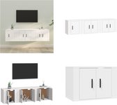vidaXL 3-delige Tv-meubelset bewerkt hout wit - Tv-kast - Tv-kasten - Tv-meubel - Hifi-meubel