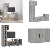 vidaXL 5-delige Tv-meubelset bewerkt hout grijs sonoma eikenkleurig - Tv-kast - Tv-kasten - Tv-meubel - Hifi-meubel