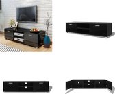 vidaXL Tv-meubel 140x40-3x34-7 cm hoogglans zwart - Tv-kast - Tv-kasten - Hifi-kast - Hifi-kasten