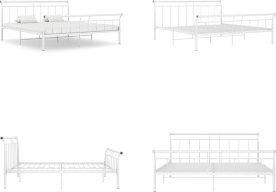 vidaXL Bedframe metaal wit 180x200 cm - Bedframe - Bedframe - Bed Frame - Bed Frames