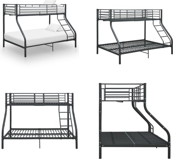 vidaXL Stapelbed zonder matras 75x190 cm staal wit, bedframe, bedbodem, slaapkamermeubilair, hoogslaper, stapelbedframe, laag stapelbedframe