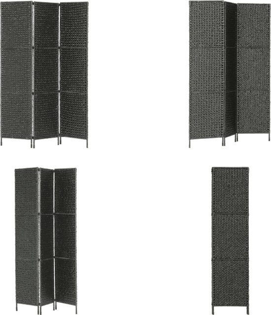 vidaXL Kamerscherm met 3 panelen 116x160 cm waterhyacint zwart - Scheidingswand - Scheidingswanden - Privacy Scherm - Privacy Schermen
