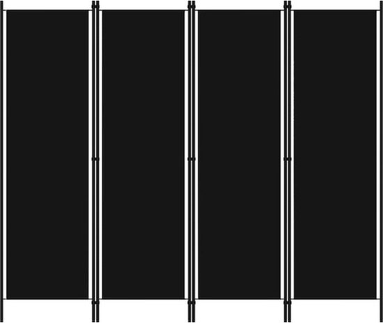 vidaXL Séparateur de pièce - Séparateur de pièce 4 panneaux - 200 x 180 cm - Tissu Zwart - Séparateur de pièce