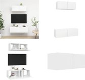 vidaXL 2-delige Tv-meubelset spaanplaat wit - Tv-kastenset - Tv-kastensets - Tv-kasten - Tv-meubelset