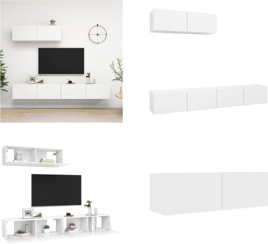 vidaXL Tv-meubelen 3 st spaanplaat wit - Tv-kast - Tv-kasten - Televisiekast - Televisiekasten