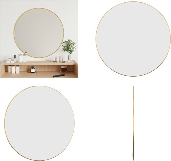 vidaXL Wandspiegel rond Ø60 cm goudkleurig - Spiegel - Spiegels - Wandspiegel - Muurspiegel