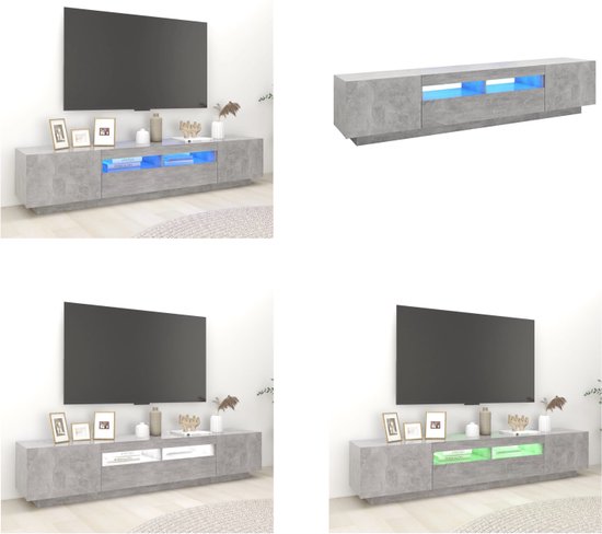 Meuble TV avec lumières LED Gris béton 200x35x40 cm - vidaXL