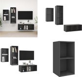 vidaXL 3-delige Tv-meubelset spaanplaat hoogglans grijs - Tv-kastenset - Tv-kastensets - Tv-kasten - Tv-meubelset
