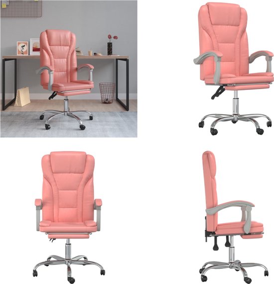 vidaXL Kantoorstoel verstelbaar kunstleer roze - Verstelbare Bureaustoel - Stoel - Bureaustoel - Computerstoel