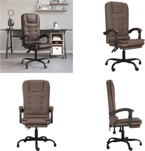 vidaXL Chaise de bureau massage réglable simili cuir marron - Chaise de bureau de Massage - Chaises de bureau de Massage - Chaise de Massage - Chaise de bureau électrique
