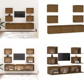 vidaXL Tv-meubelen 7 st massief grenenhout honingbruin - Tv-kast - Tv-kasten - Tv-meubel - Hifi-meubel