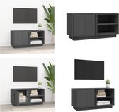 vidaXL Tv-meubel 80x35x40-5 cm massief grenenhout grijs - Tv Meubel - Tv Meubels - Tv Kast - Tv Kasten