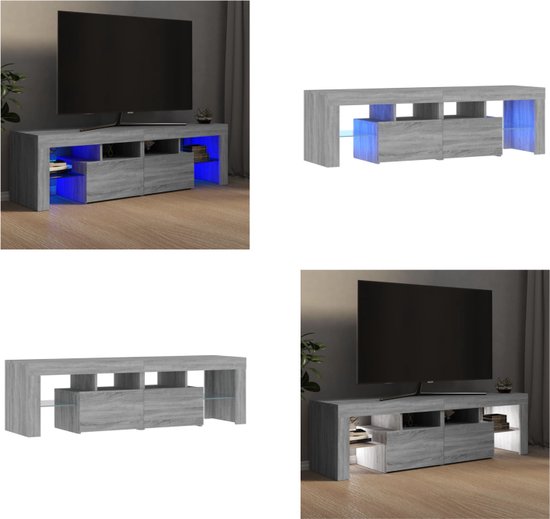 vidaXL Meuble TV avec éclairage LED 140x36-5x40 cm Chêne Sonoma gris - Meuble TV - Meubles TV - Meuble TV - Meuble Hi-Fi