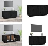 vidaXL Tv-meubel 80x35x40-5 cm massief grenenhout zwart - Tv Kast - Tv Kasten - Tv Meubel - Tv Meubels